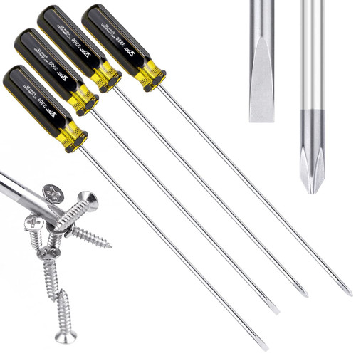 ANRONCH 4PCS 15" Long Screwdriver Set, 2 Long Blade Screwdriver Set Slotted and 2 Phillips Screwdriver High Strength Magnetic Screwdriver