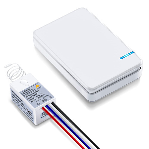 ELECTOP Wireless Switch and Receiver Kit, Mini Remote ON/Off Control Switches,Outdoor 1969ft Indoor 328ft, No Wiring & No WiFi, Compatible with LED Bulbs, Ceiling Lights, Lamp, Fans,IP66 Waterproof