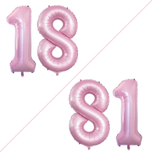 GOER 42 Inch Light Pink Number 18 Number 81 Balloons,Jumbo Foil Helium Balloons for 18th or 81st Birthday Party Decorations and Anniversary Event GOER 42 Inch Light Pink Number 18 Number 81 Balloons,Jumbo Foil Helium Balloons for 18th or 81st Birthday Party Decorations and Anniversary Event