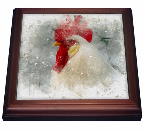 3dRose Image of Watercolor Rooster - Trivets (trv_349396_1)