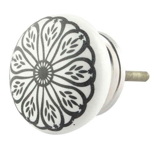 IndianShelf 4 Pack Dresser Knobs Girls Room|Daisy Flat Floral Western Cabinet Knobs & Pulls|Door Pulls Decorative Black|Fancy Door Knobs Ceramic|Western Cabinet Knobs|Flower Knobs for Dresser Drawers