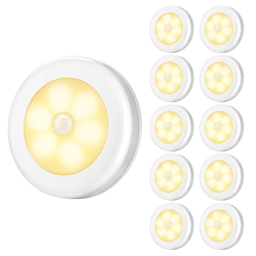 AMIR Upgraded Motion Sensor Lights, Battery-Powered LED Night Lights, Stick-Anywhere Closet Lights Stair Lights, Wall Lights for Hallway, Bathroom, Bedroom, Kitchen etc. (Warm White - Pack of 10) AMIR Upgraded Motion Sensor Lights, Battery-Powered LED Night Lights, Stick-Anywhere Closet Lights Stair Lights, Wall Lights for Hallway, Bathroom, Bedroom, Kitchen etc. (Warm White - Pack of 10)