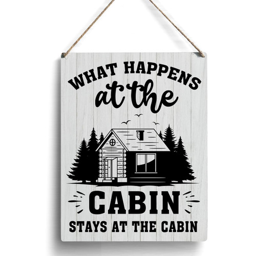 Farmhouse Camping Cabin Wooden Sign Artwork, Cabin Wood Sign Wall Art Hanging Sign Home Outdoor Decor 8 x 10 Inches