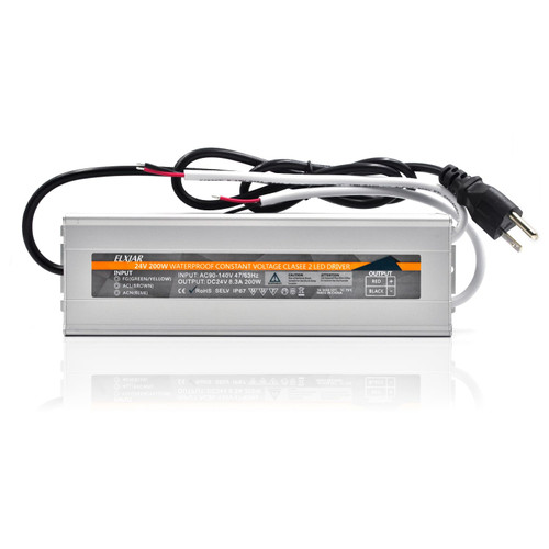 200W 24V Waterproof IP67 LED Power Supply Driver Transformer, LED Power Supply Adapter 90V-140V AC to 24V DC Low Voltage Output for LED Light, Computer Project, Outdoor Light