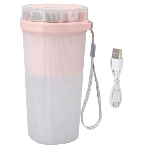 VTOSEN Portable Blender Cup for Smoothies - 300ml Handheld Electric Juicer Cup with 6 Stainless Steel Cutter&Lid - Rechargeable USB Personal Blender for Kitchen - Pink