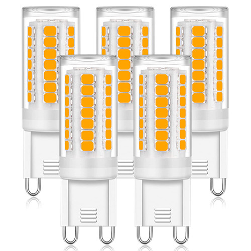 Umleeddlt G9 LED Bulb 4W (40W Halogen Equivalent) 400LM, Warm White 3000K AC120V, Non-dimmable G9 Bi-pin Base LED Light Bulbs for Home Lighting (5 Pack)