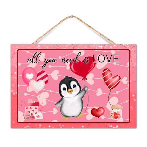 WSDESDEC Cute Penguin Valentines Day All You Need Is Love Wooden Plaque Sign Art Decor Inspirational Animal Bird Red Heart Signs Positive Wood Home Sign for Bathroom Living Room Cottage 12x8in WSDESDEC Cute Penguin Valentines Day All You Need Is Love Wooden Plaque Sign Art Decor Inspirational Animal Bird Red Heart Signs Positive Wood Home Sign for Bathroom Living Room Cottage 12x8in