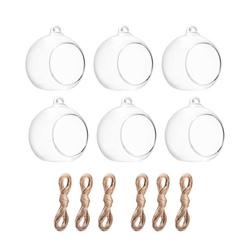 BlogBlog Hanging Glass Candle Holder, Globe Glass Tea Light Holder, Hanging Glass Vase, Flower Plants Terrarium, Glass Orbs Container, Micro Landscape DIY for Home, Office, Wedding (3.15" 6Pcs)