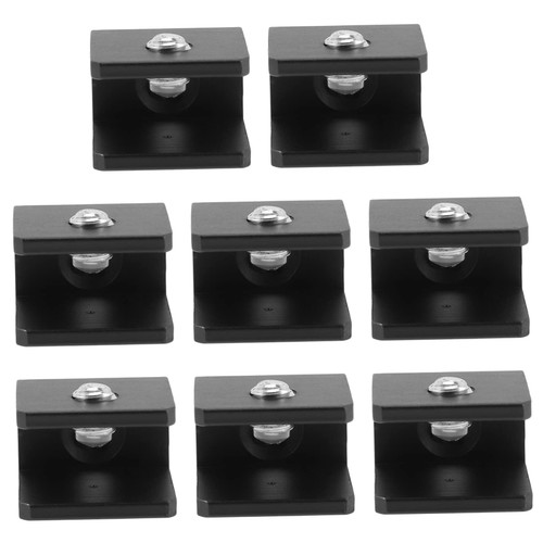 TEHAUX 8pcs Glass Clip Black Shelfs Adjustable Shelving Frameless Mirror Floating Shelf Bracket Adjustable Glass Shelf Brackets Brass Glass Clamp Silica Gel Black Glasses Holder Cabinet