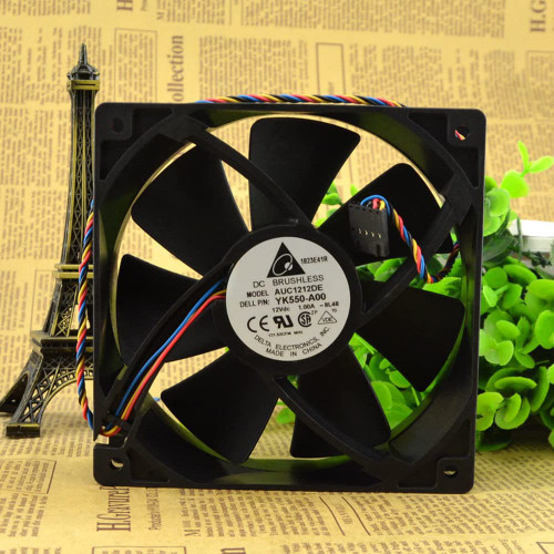 12CM 12038 12V 1A AUC1212DE 4-Wire PWM Mute Large air Volume Chassis Cooling Fan