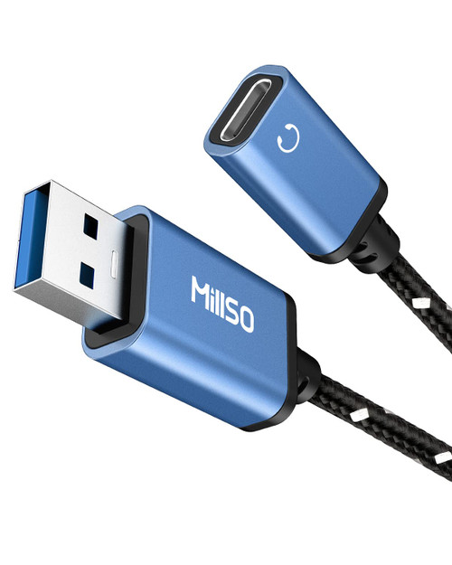 MillSO USB C Female to USB A Male Adapter, USB 3.0 Type A Male to USB 3.0 Type C Female Connector Converter Adapter [5Gbps SuperSpeed/Nylon-Braided] Type C to USB A Adapter - 8inch/20cm