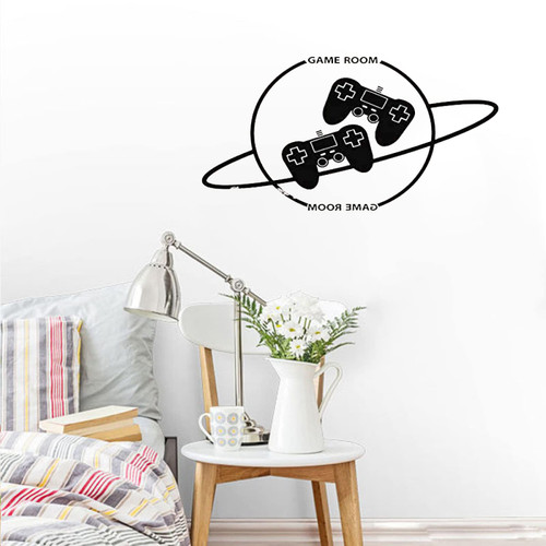 FGJFGGFR Gamepad Wall Sticker Art Decal Mural Vinyl Wall for Playroom Detachable Decal Art,Black,80X153CM