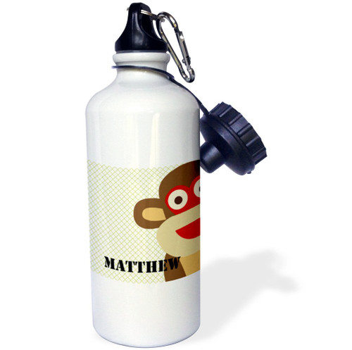 3dRose Monkey Matthew for Boys-Sports Water Bottle, 21oz , 21 oz, Multicolor
