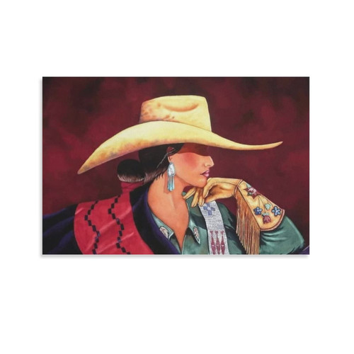 ToMart Vintage Poster Western Cowgirl Poster Home Decor Canvas Painting Wall Art Poster for Bedroom Living Room Decor 08x12inch(20x30cm) Unframe-style