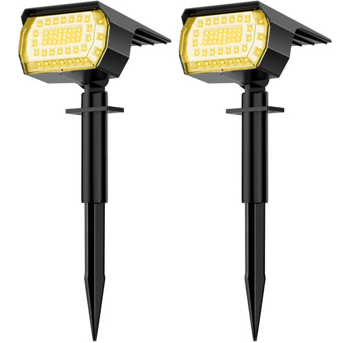 MinPea Solar Spot Lights Outdoor, [57 LED/2 Pack] Solar Lights Outdoor IP65 Waterproof, 3 Modes Solar Landscape Spotlights, Solar Powered Garden Yard Lights for Outside Patio Pathway Pool(Warm White)