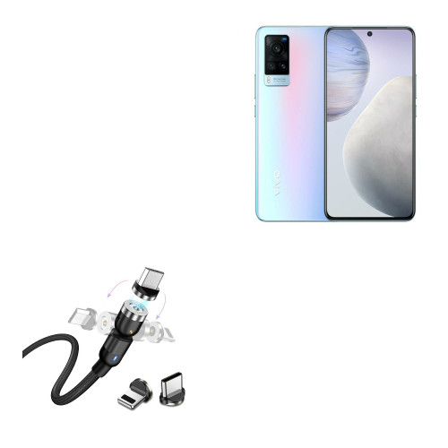 BoxWave Cable Compatible with vivo X60t - MagnetoSnap AllCharge Cable, Magnet Charging Cable USB Type-C Micro USB for vivo X60t - Jet Black BoxWave Cable Compatible with vivo X60t - MagnetoSnap AllCharge Cable, Magnet Charging Cable USB Type-C Micro USB for vivo X60t - Jet Black