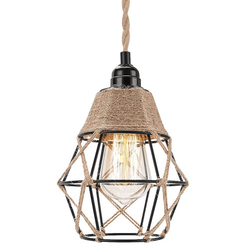 2x Vintage Ceiling Fan Light Covers Metal Bulb Guard Holders - Industrial Pendant Light Shades Birds Cage Diy Lighting Clamp On Steel Lamp Cage for Hanging Pendant Lights