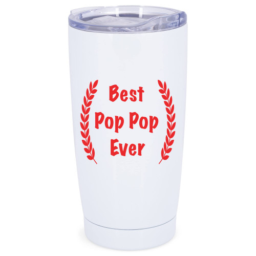 Elanze Designs Best Pop Pop Ever Classic White 20 Ounce Stainless Steel Travel Tumbler Mug