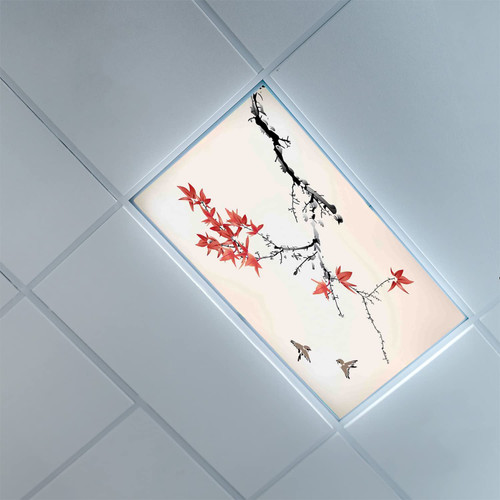 Fluorescent Light Covers for Ceiling Light Diffuser Panels-Japanese Pattern-Fluorescent Light Covers for Classroom Office-Office & Classroom Decorations,Black Coral