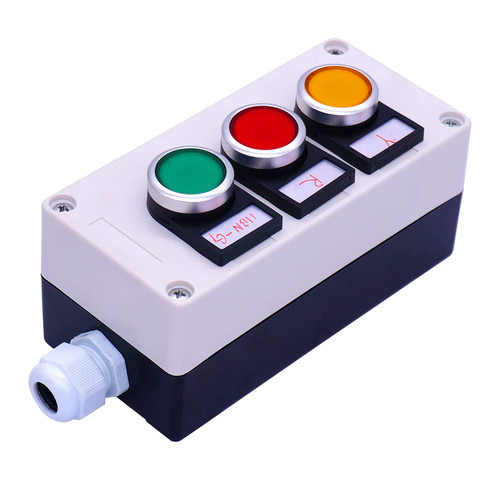 INFRI 22mm 10A 440V 1NO 1NC Red Yellow Green Sign Momentary Push Button Switch Pushbutton Switches Station