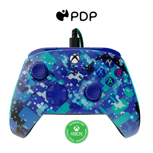 PDP Gaming REMATCH Advanced Wired Controller for Xbox Series X|S/Xbox One/PC, Customizable, App Supported - Glitch Blue (Amazon Exclusive)