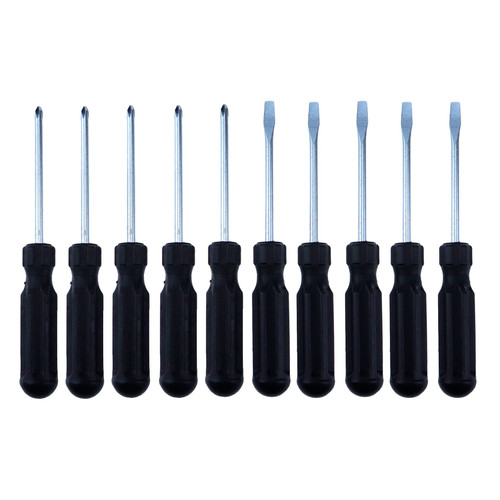 Pastlla 10Pcs Screwdrivers Set, 5 Phillips Screwdriver & 5 Flat Head Screwdriver Magnetic Screwdriver Set for Fastening, Loosening Screws, Repairing Home Improvement Craft (Black, 6 Inch)