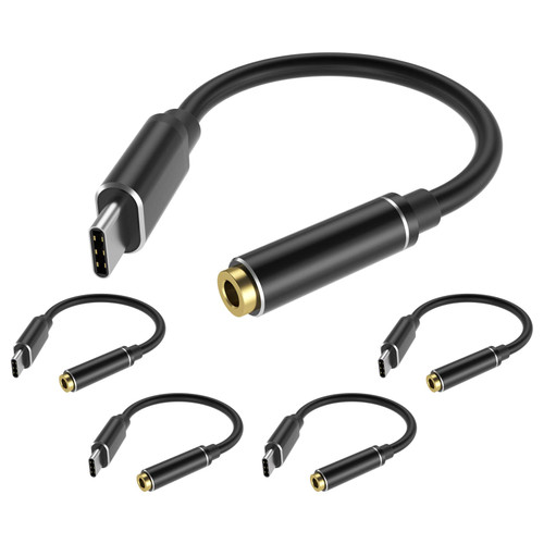 Yinker USB C to 3.5mm Female Headphone Jack Adapter?5 Pack?,Type C to Aux Audio Dongle Cable Cord