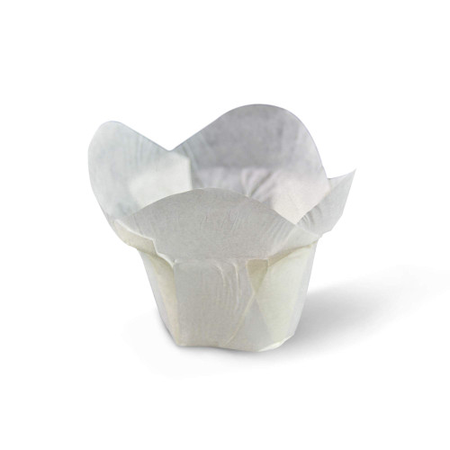 SimpleGood White Lotus Style Baking Cups Medium Size Cupcake Liners Muffin Liners Greaseproof Paper 100