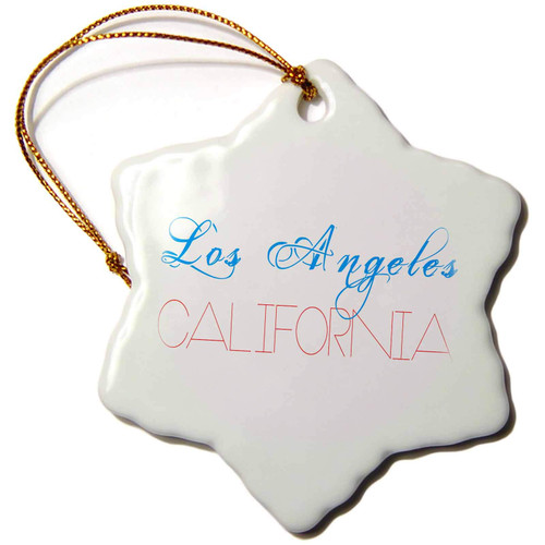 3dRose Cities of The World - Los Angeles, California red and Blue on... - Ornaments (orn-273355-1)