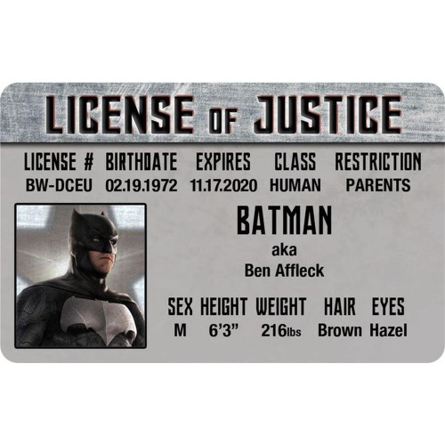 Signs 4 Fun NCBIDJB Batman-Ben Affleck's Driver's License