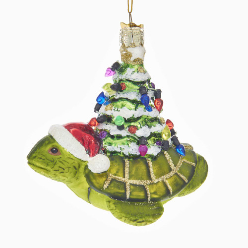Kurt S. Adler Kurt Adler 4-Inch Noble Gems Glass Turtle with Christmas Tree Ornament