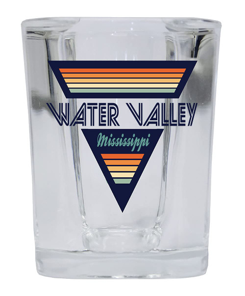 R and R Imports Water Valley Mississippi 2 Ounce Square Base Liquor Shot Glass Retro Design