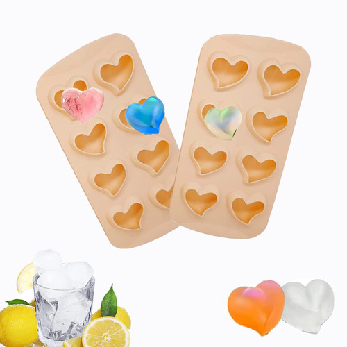 YVPSI 2PCS Heart Ice Cube Tray Reusable Silicone Ice Cube Tray Heart Ice Cube Mold Heart Shaped Ice Cube Trays Ice Maker Mold for Freezer Summer Drinks Cocktails Whiskey?Easy to Remove
