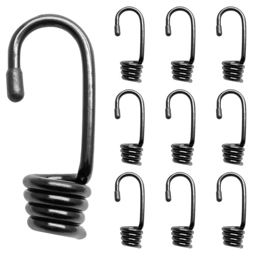 BokWin 20 Pcs Bungee Shock Cord Hook for 3/8 Inch,Black Wire Bungee Cord Hooks for Outdoor Camping Boating Hiking
