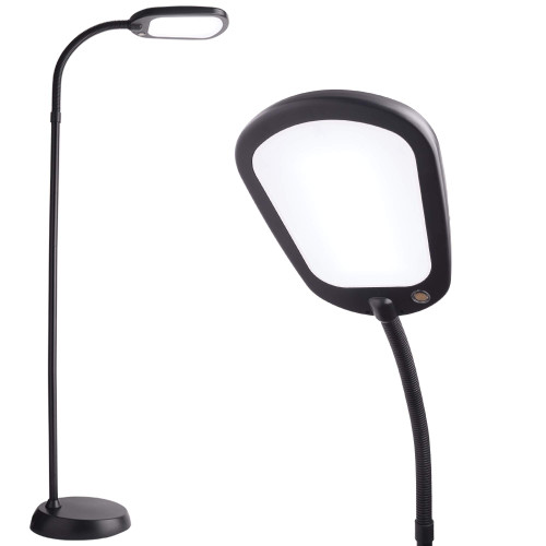 Newhouse Lighting NHFL-AP-BK Apollo LED Floor Lamp Energy-Efficient Natural Reading Artists Crafts Adjustable Gooseneck Task Light, Black