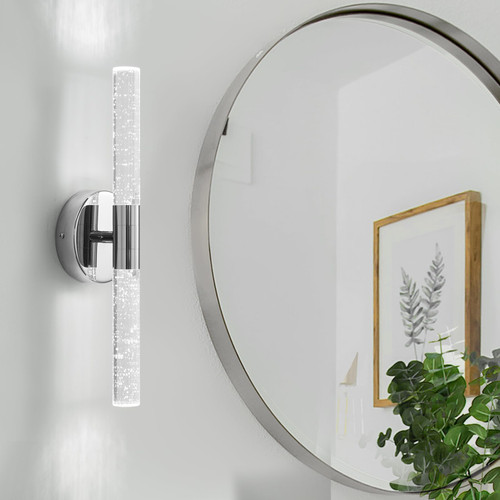Nuanshued Modern Bathroom Light Fixtures Wall Sconce LED Sconce Wall Lighting Chrome Vanity Lights 8W 6000K Crystal Wall Sconce for Bathroom Bedroom Hallway Living Room