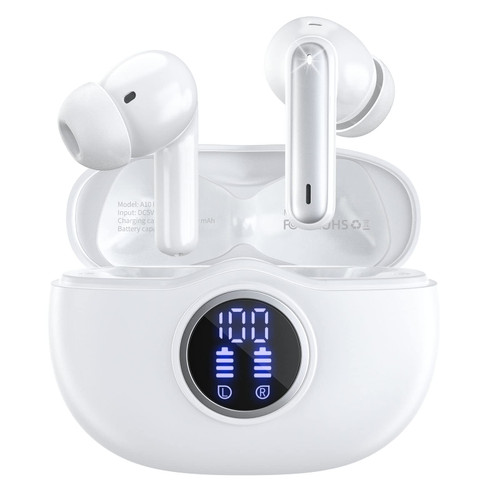 Wireless Earbuds Bluetooth 5.3 Headphones 40 Hrs Playtime with LED Display, Deep Bass Stereo and Noise Cancelling Bluetooth Ear Buds IP7 Waterproof Wireless Earphones with Mic for iPhone Android White Wireless Earbuds Bluetooth 5.3 Headphones 40 Hrs Playtime with LED Display, Deep Bass Stereo and Noise Cancelling Bluetooth Ear Buds IP7 Waterproof Wireless Earphones with Mic for iPhone Android White