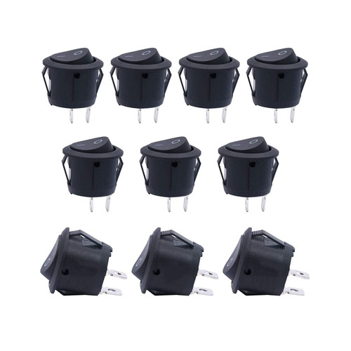 INFRI 10Pcs AC 250V/6A,125V/10A?Black?ON/Off SPST 2 Pin 2 Position Mini Boat Rocker Switches Rocker Toggle Switch
