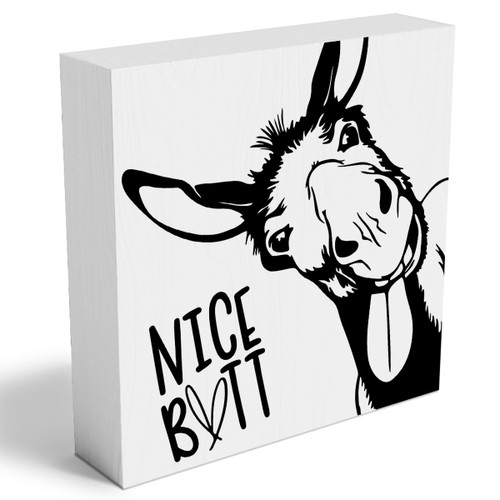 Funny Bathroom Wooden Box Sign Plaque Bathroom Quote Donkey Wood Box Sign Rustic Art Home Bathroom Shelf Desk Rustic Art Decor 5 x 5 x 1 Inches