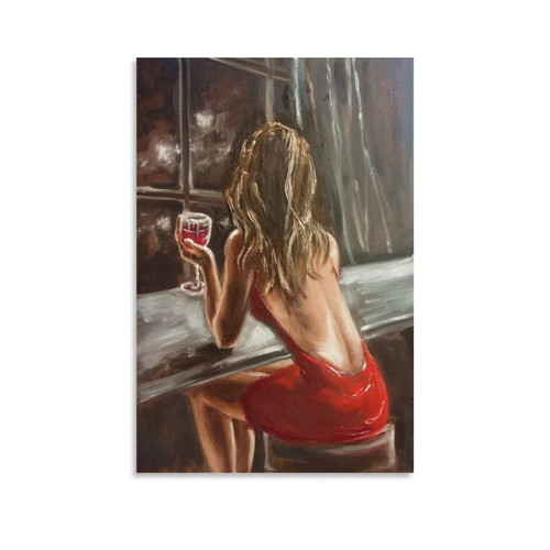 Rucatto Beautiful Woman in Red Wine Poster Wall Art Paintings Canvas Wall Decor Home Decor Living Room Decor Aesthetic 20x30inch(50x75cm) Unframe-Style Rucatto Beautiful Woman in Red Wine Poster Wall Art Paintings Canvas Wall Decor Home Decor Living Room Decor Aesthetic 20x30inch(50x75cm) Unframe-Style