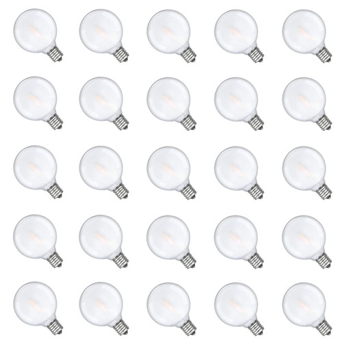 25 Pack G40 Frosted LED Replacement Bulbs, 0.6W Shatterproof LED Globe Light Bulbs, E12 Candelabra Base Frosted White Light Bulbs for G40 Outdoor Patio String Lights Dimmable Vintage LED Edison Bulbs