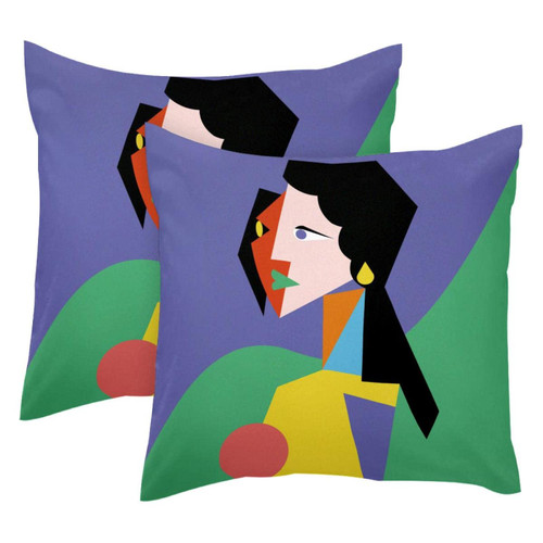 JAVENPROEQT Decorative Square Throw Pillow Covers Set of 2 Abstract Modern Pattern Woman Pillow Case for Home Office Car, 18 x 18 inches