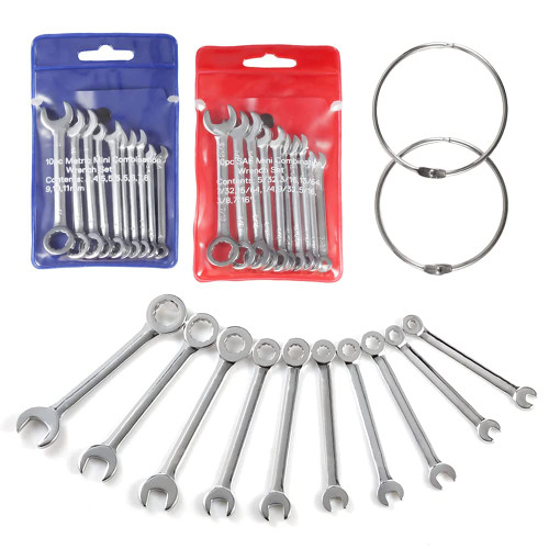 alladaga Mini Combination Wrench Set, Metric and SAE Small Wrench Repair Tools (SAE MET)