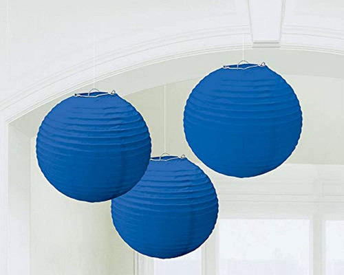 Amscan Round Paper Lanterns, 9 1/2 inches, Royal Blue