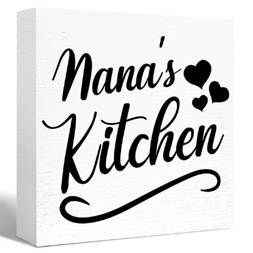Kitchen Wood Box Signs,Nana's Kithcen Kitchen Wood Block Signs with Sayings for Kitchen Table Decor,Funny Kitchen Sign Decor for Shelf Counter