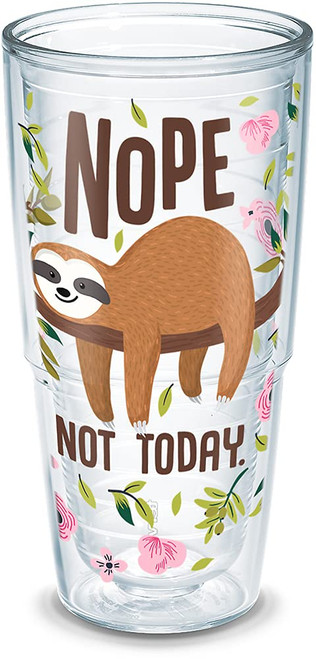 Tervis Sloth Nope Not Today Made in USA Double Walled Insulated Tumbler, 24oz - No Lid, Clear Tervis Sloth Nope Not Today Made in USA Double Walled Insulated Tumbler, 24oz - No Lid, Clear