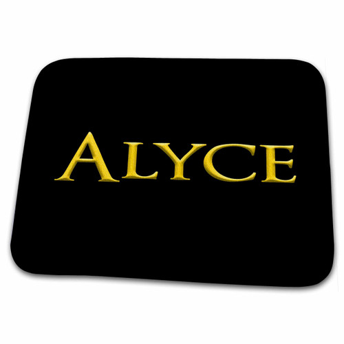 3dRose Alyce cool girl baby name in the USA. Yellow on black... - Dish Drying Mats (ddm-361719-1)