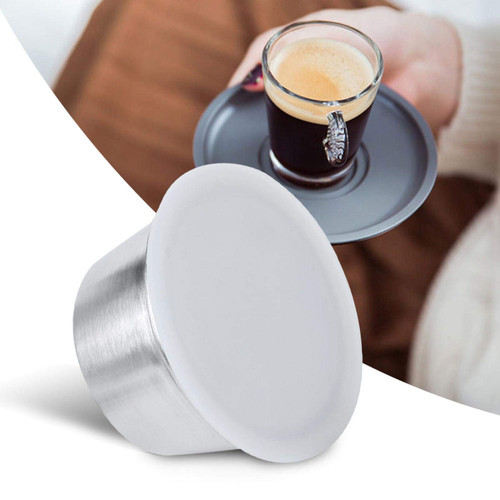 Oumefar Refillable Coffee Fillter, Coffee Capsule Pods Stainless Steel Reusable Coffee Pods with Silicone Lid Refillable Coffee Capsule Cup Fit for Dolce Gusto Coffee Maker(White)