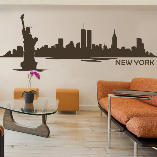 Vinyl New York Wall Decal New York City Wall Decor New York Skyline Wall Sticker Wall Mural Wall Graphic Living Room Wall Decor Black
