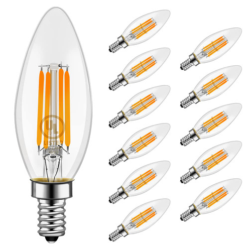 Emotionlite LED Light Bulbs, Dimmable Candelabra Bulbs, E12 Base, Warm White, Chandelier Light, Ceiling Fan Bulb, 40W Equivalent, 4W, 2700K, 350LM, UL Listed, 6 Pack